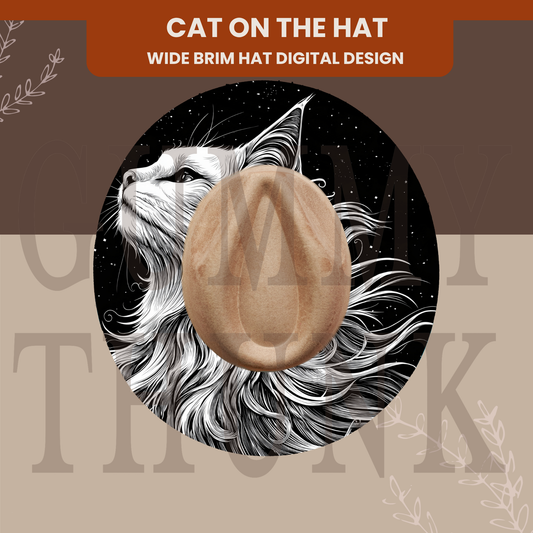 Cat On The Hat - Wide Brim Hat Template for Burning - SVG and JPEG Files