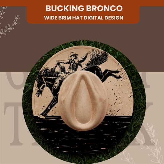 Bucking Bronco Hat Wide Brim Template for Burning - SVG and PNG Files