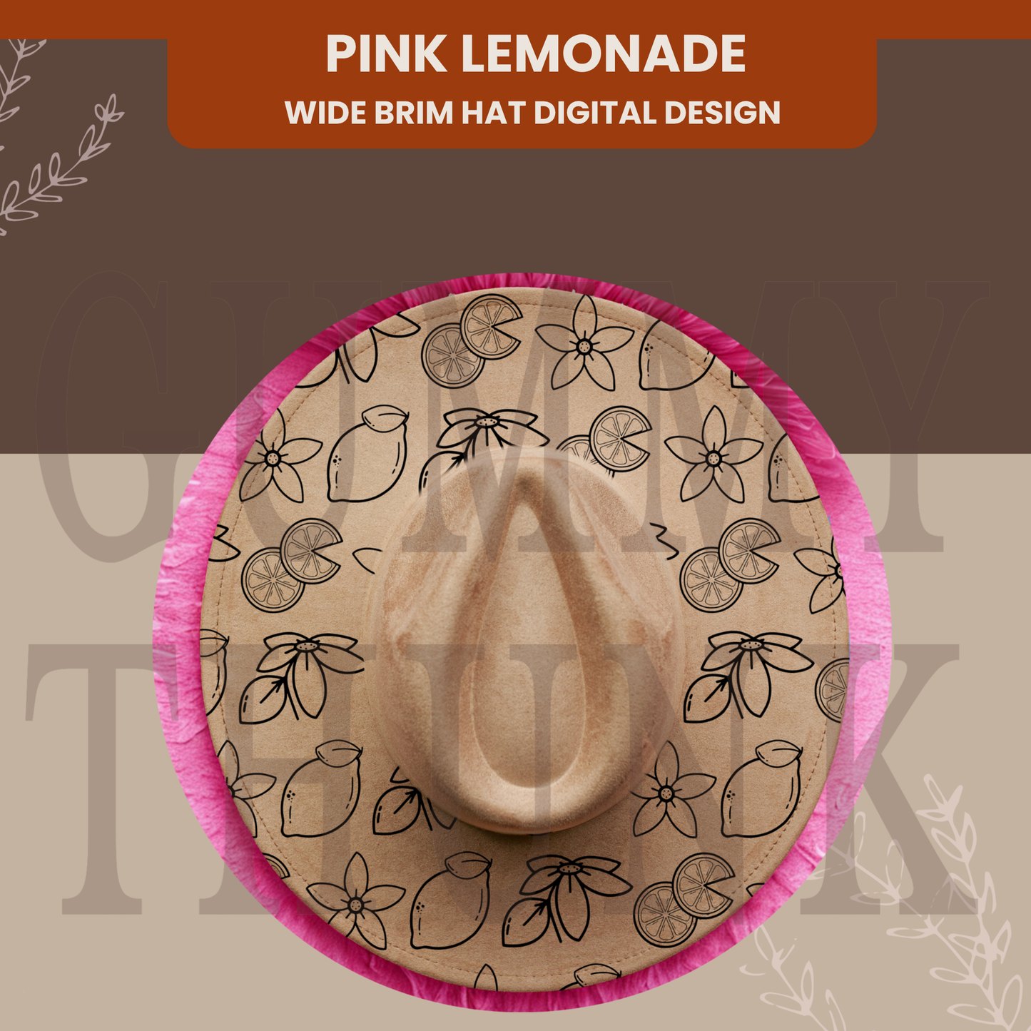 Pink Lemonade - Beginners Wide Brim Hat Template for Burning and Painting - SVG and JPEG Files