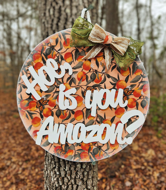 Hoe, Is You Amazon? Door Sign