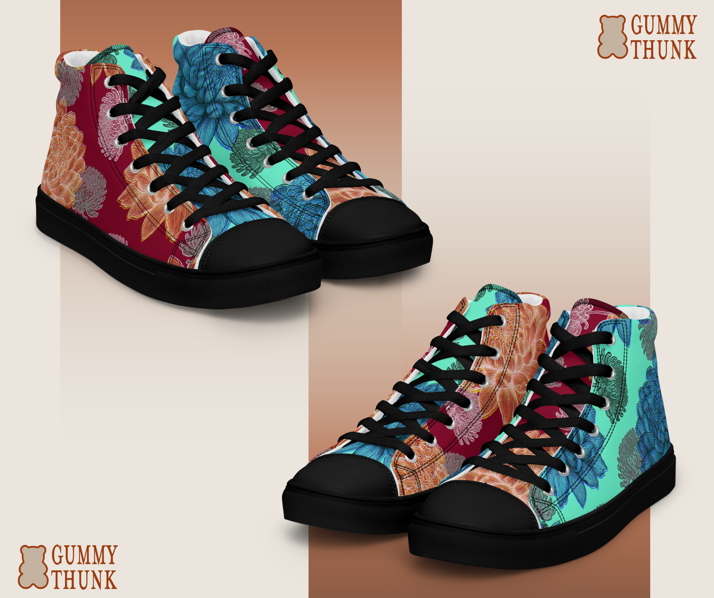 LOLA Women's Two Tone High Top Canvas Shoes