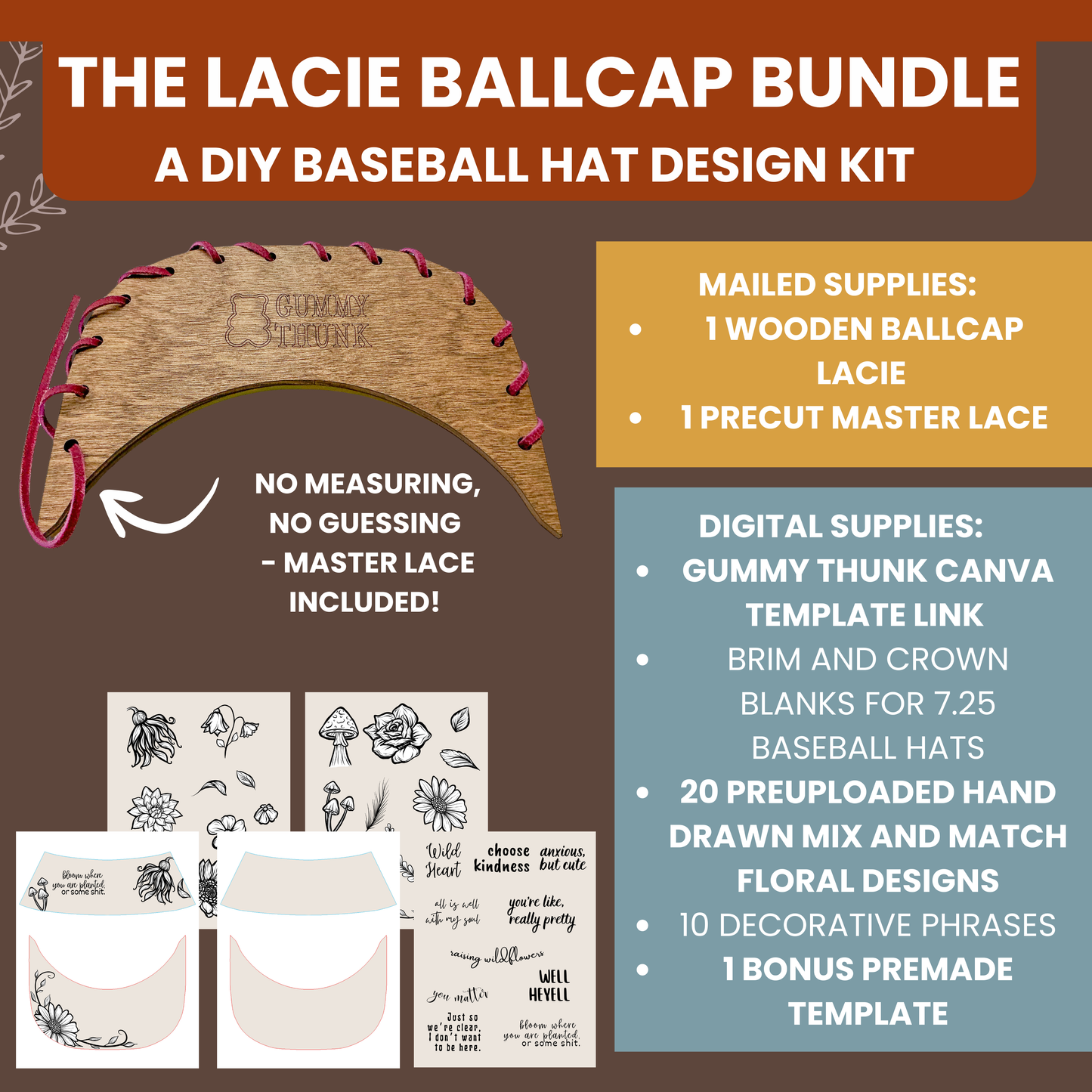 The Ballcap LACIE Tool DIY DESIGN BUNDLE - WOOD LACIE + CANVA TEMPLATE