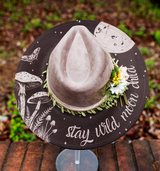 Stay Wild Moon Child - Wide Brim Vegan Suede Hat