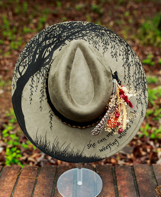 Weeping Willow - Wide Brim Vegan Suede Hat
