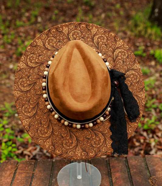 Doodle Dandy Hat - Wide Brim Vegan Suede Hat