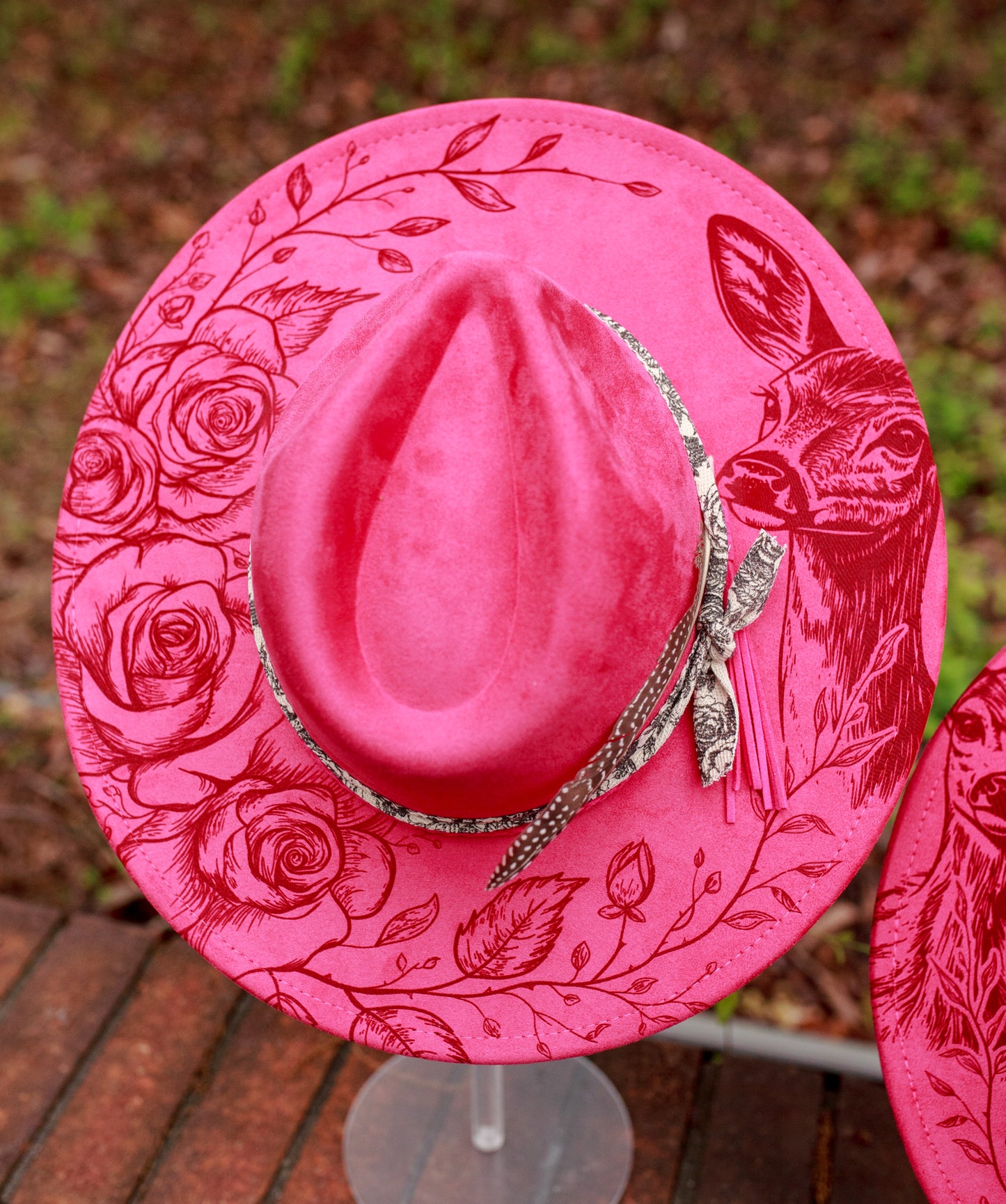 Oh Deer - Mommy and Me Set - Adult and Youth Wide Brim Vegan Suede Hats