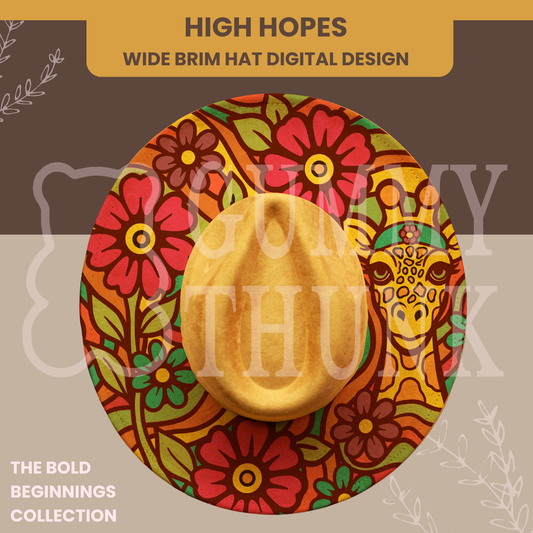 High Hopes -- Digital Design for Hat Burning -- Laser Engraving and Hand Burning Wide Brim Hat Template