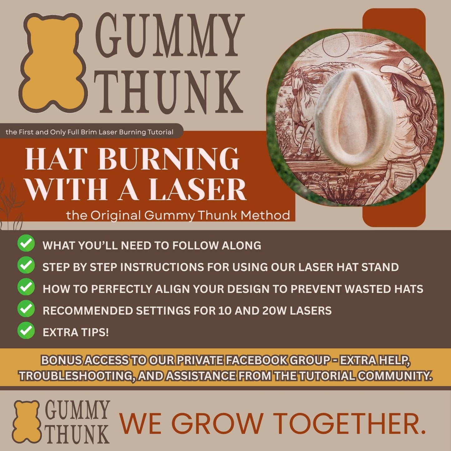 COMPLETE Wide Brim Hat Laser Burning Start Up Kit