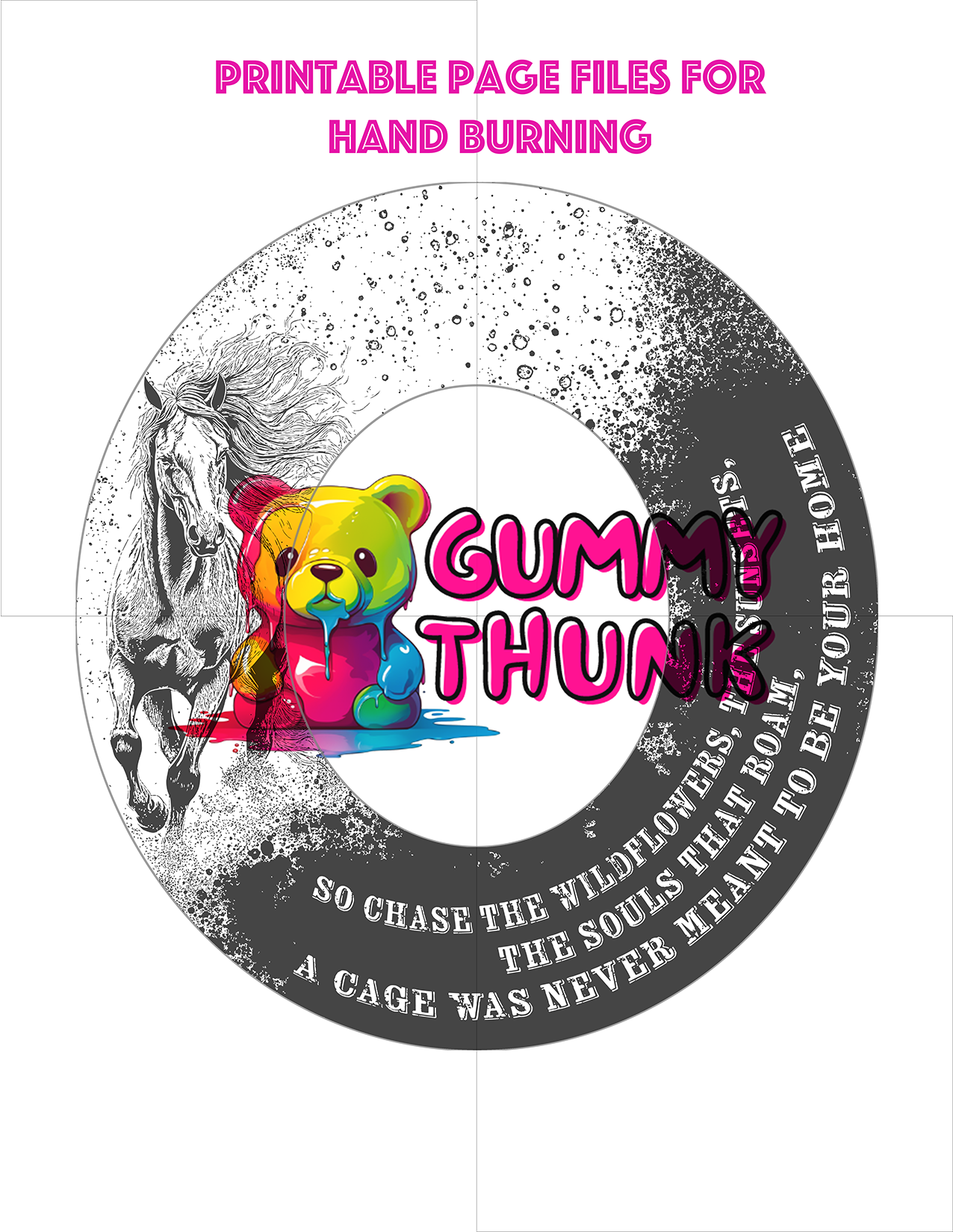 Chase the Wildflowers Hat Wide Brim Template for Burning - SVG and PNG Files