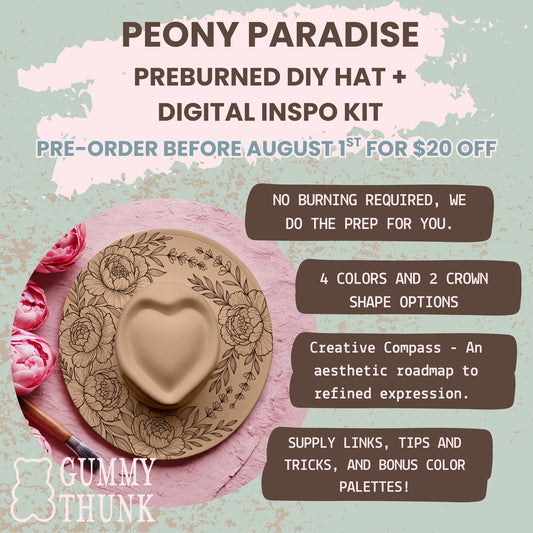 Peony Paradise PREBURNED DIY HAT + Creative Compass