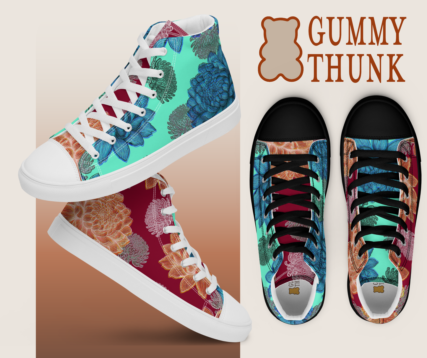 LOLA Women's Two Tone High Top Canvas Shoes