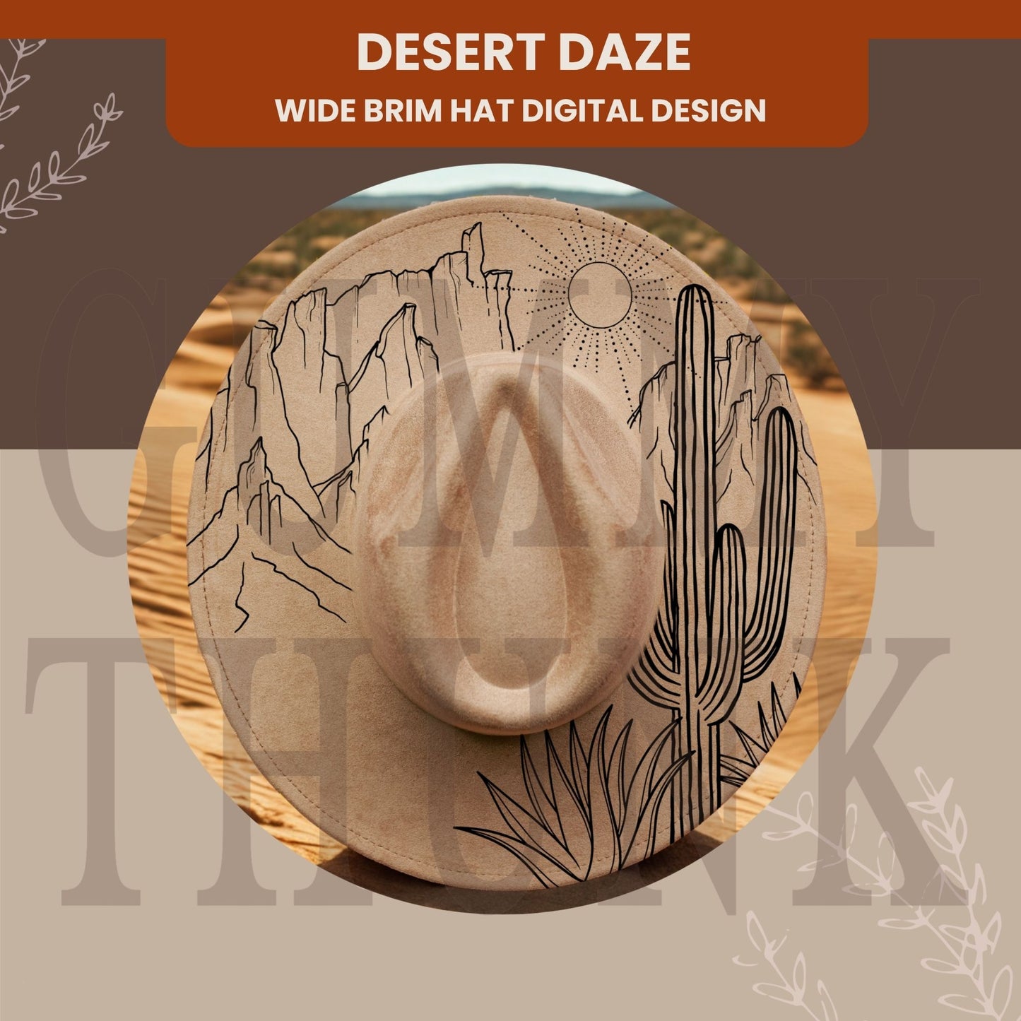 Desert Daze Hat Wide Brim Template for Burning - SVG and PNG Files