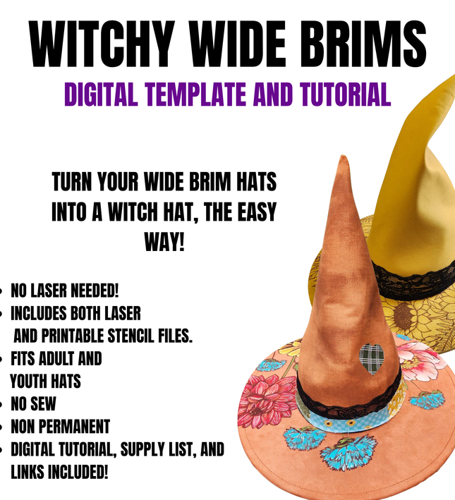 Witchy Wide Brim DIGITAL Template and Tutorial