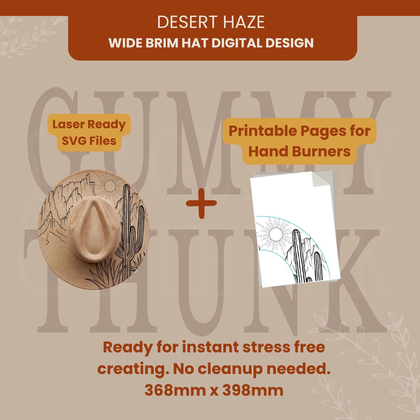 Desert Daze Hat Wide Brim Template for Burning - SVG and PNG Files