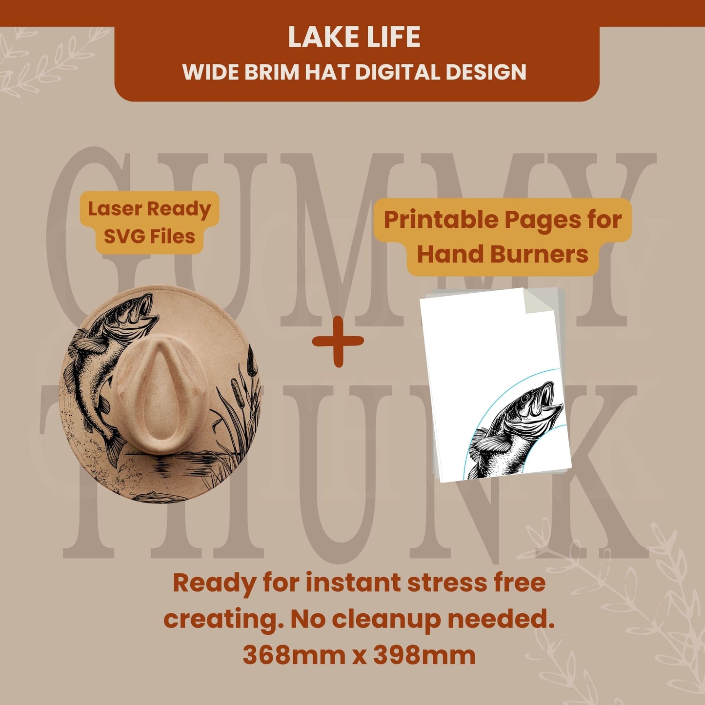 Bass Hat Wide Brim Template for Burning - SVG and PNG Files