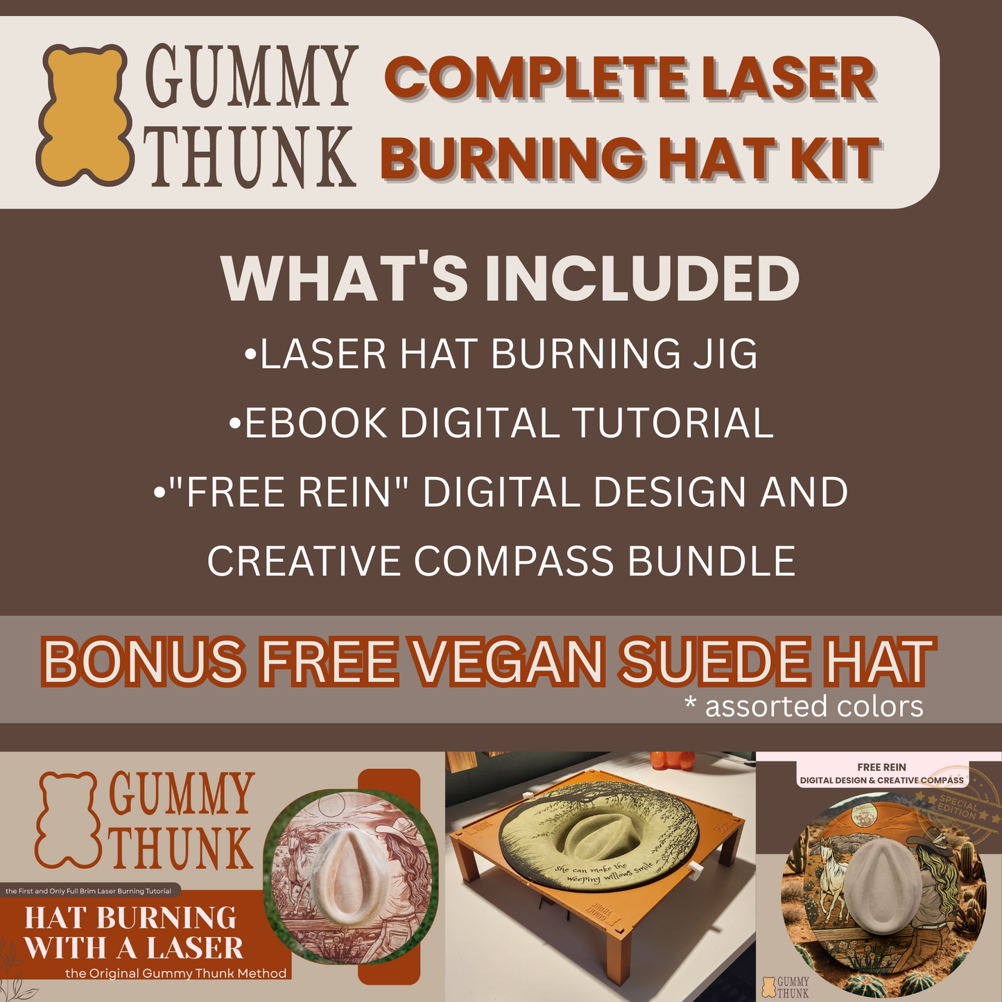 COMPLETE Wide Brim Hat Laser Burning Start Up Kit