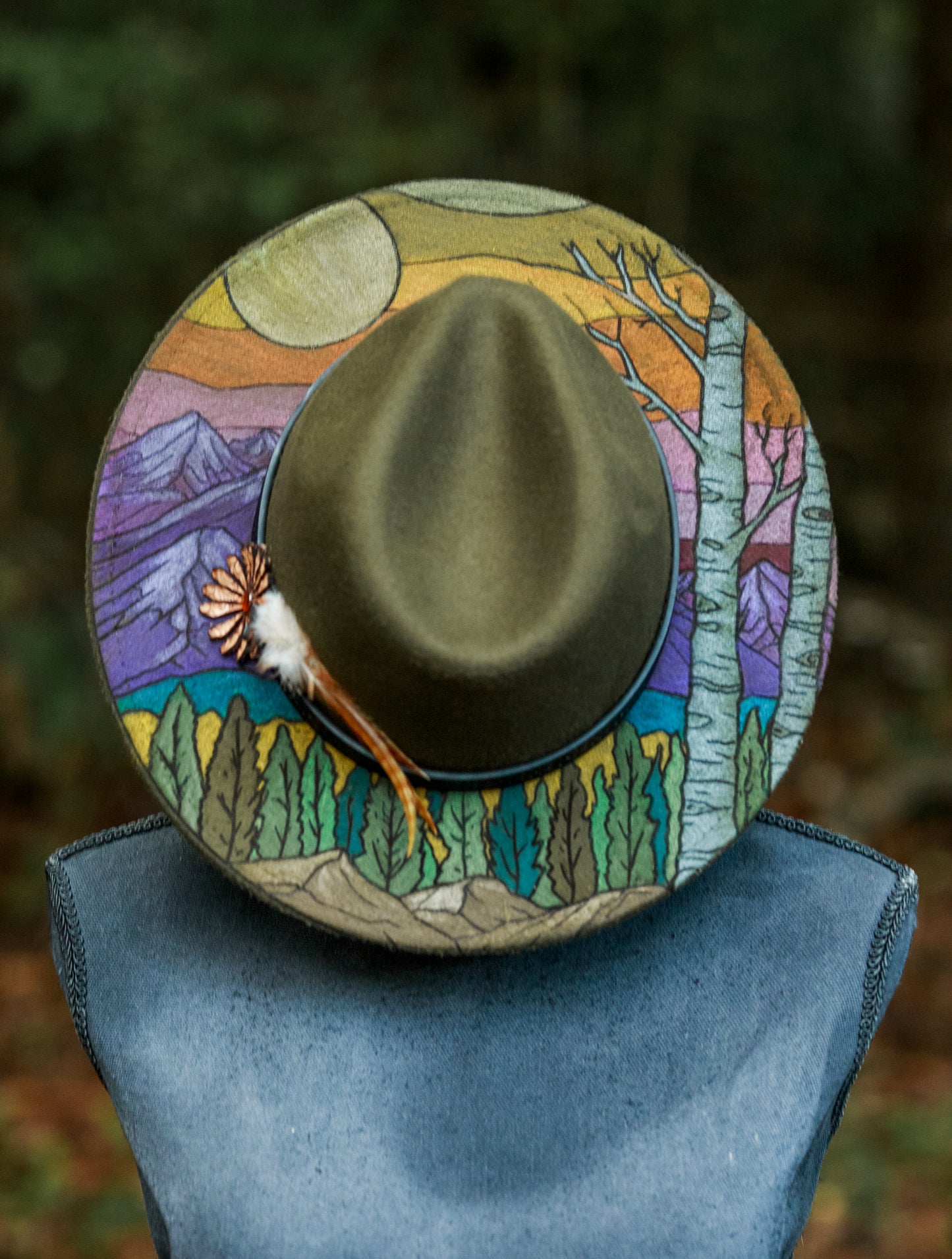 Aspen Sunset SHORT Brim Hat Template for Burning - Laser SVG and Hand Burning Files