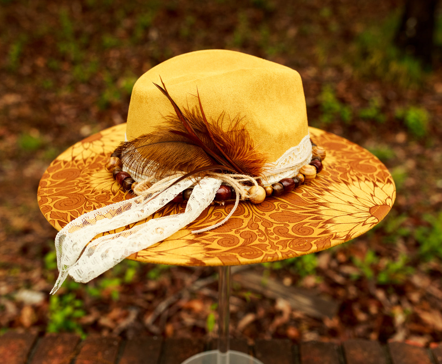 The Sundancer in Mustard - Wide Brim Vegan Suede Hat