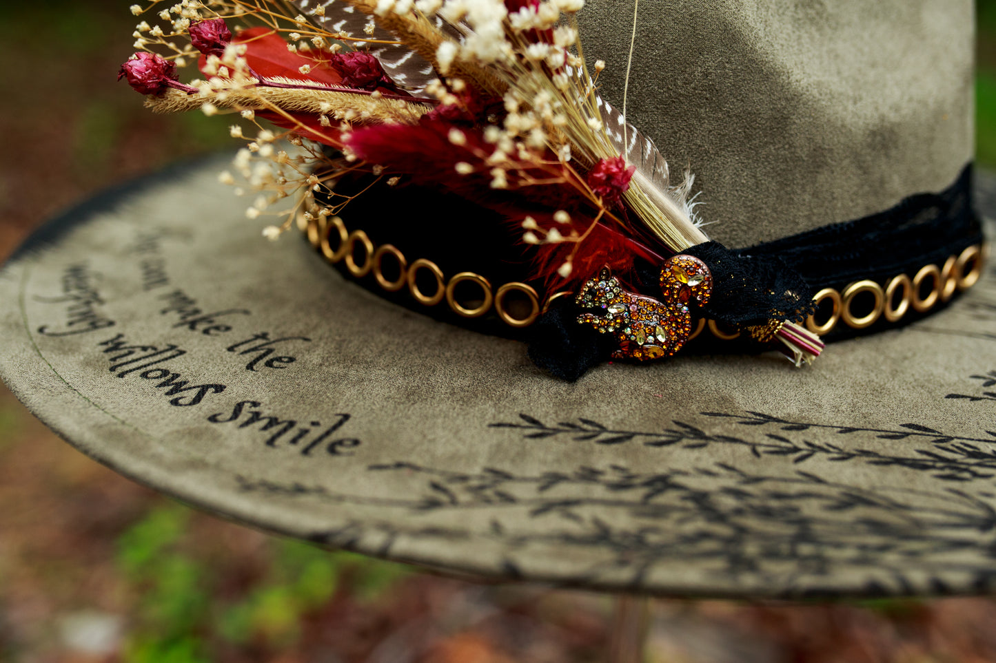Weeping Willow - Wide Brim Vegan Suede Hat