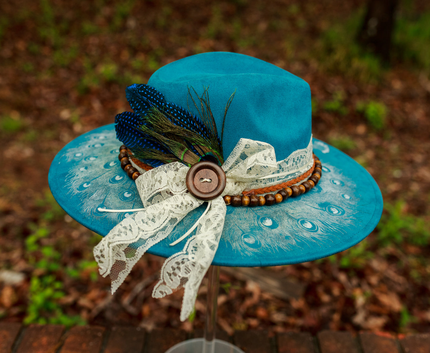Penelope Peahen Hat - Wide Brim Vegan Suede Hat
