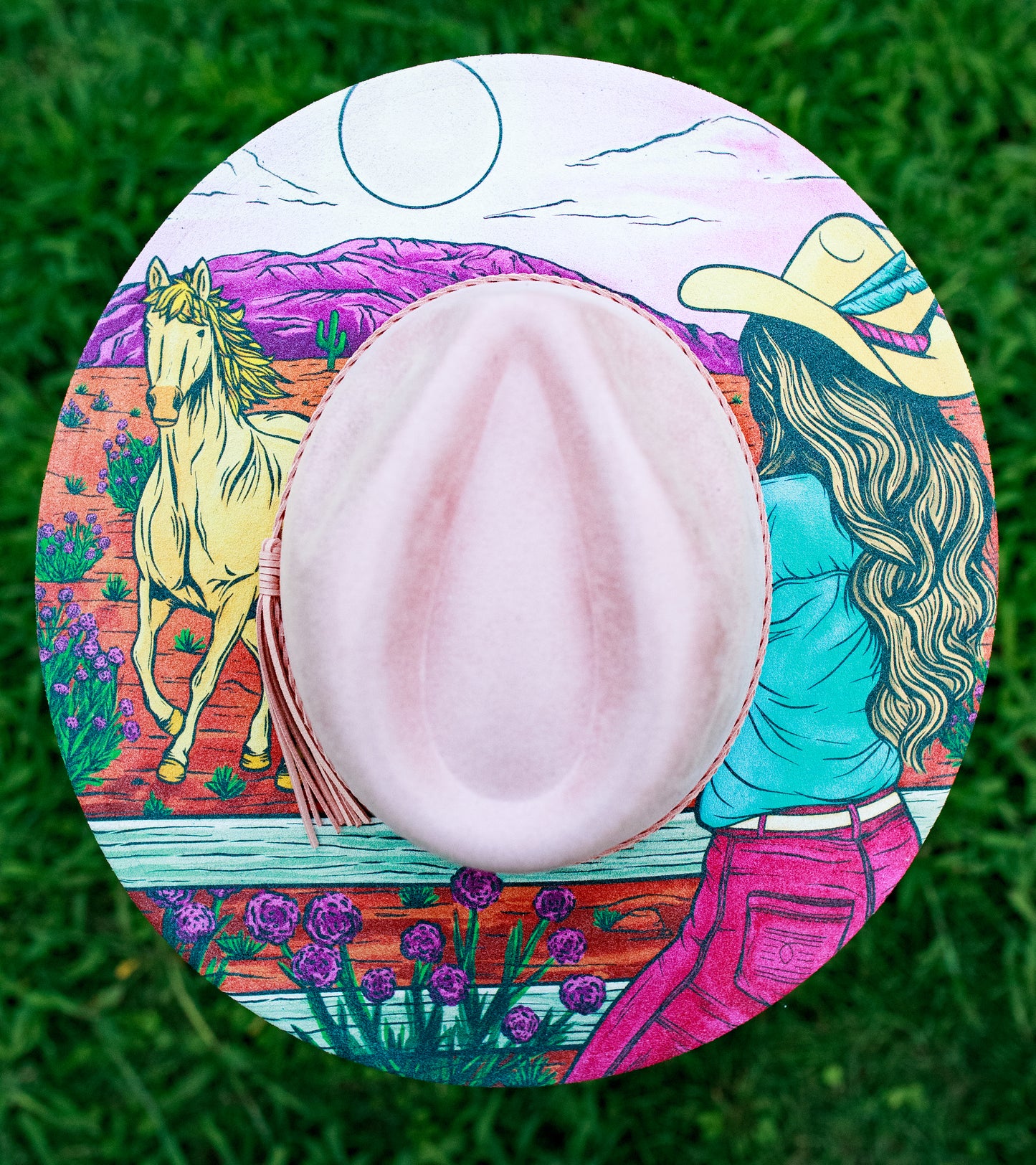 Winter Sale - Free Rein UV Printed - Vegan Suede Wide Brim