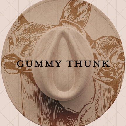 Dark Biege Burned Wide Brim Vegan Suede Hat