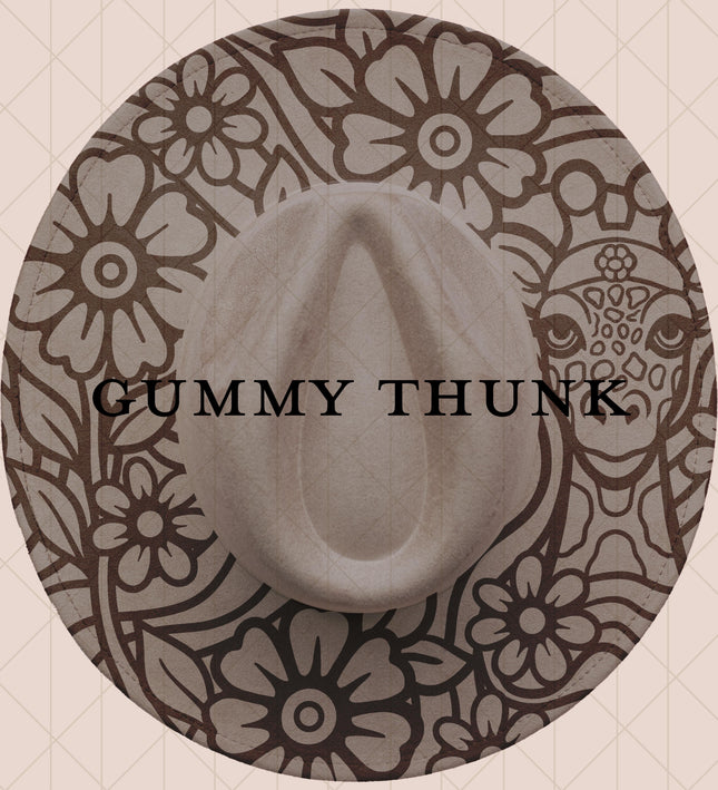 Grey Burned Wide Brim Vegan Suede Hat