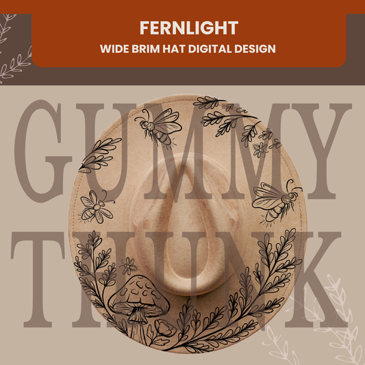 Fernlight -- Digital Design for Hat Burning -- Laser Engraving and Hand Burning Wide Brim Hat Template