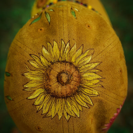 Sunflower Gardens Limited Edition: Laser Burned and Hand Painted Baseball Hat