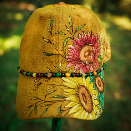 Sunflower Gardens Limited Edition: Laser Burned and Hand Painted Baseball Hat