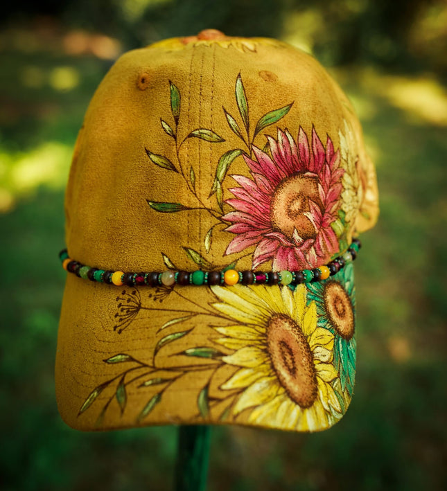 Sunflower Gardens Limited Edition: Laser Burned and Hand Painted Baseball Hat