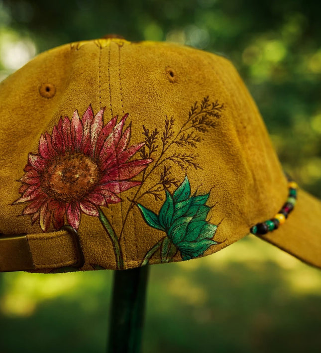 Sunflower Gardens Limited Edition: Laser Burned and Hand Painted Baseball Hat