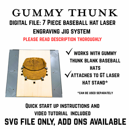 Baseball Hat Jig System for Lasers and GT Laser Hat Stand - DIGITAL FILE - PLEASE READ ALL INFO