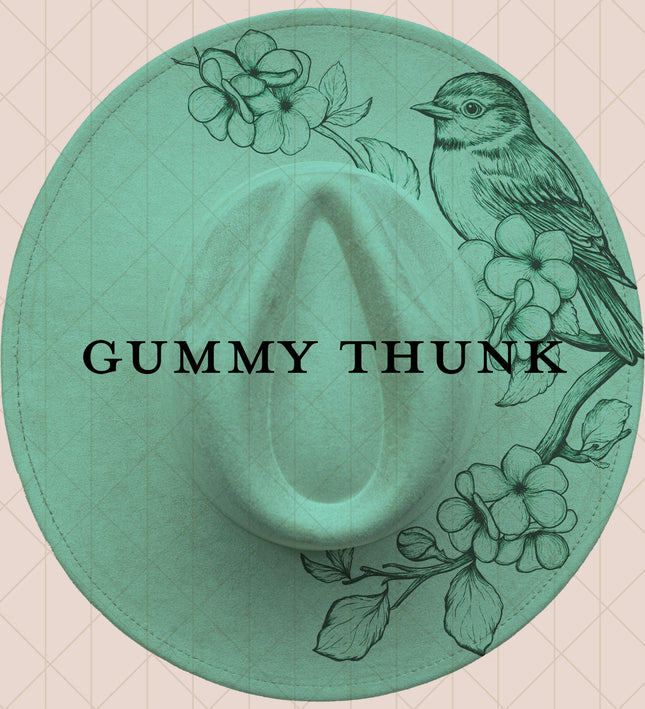 Light Mint Burned Wide Brim Vegan Suede Hat
