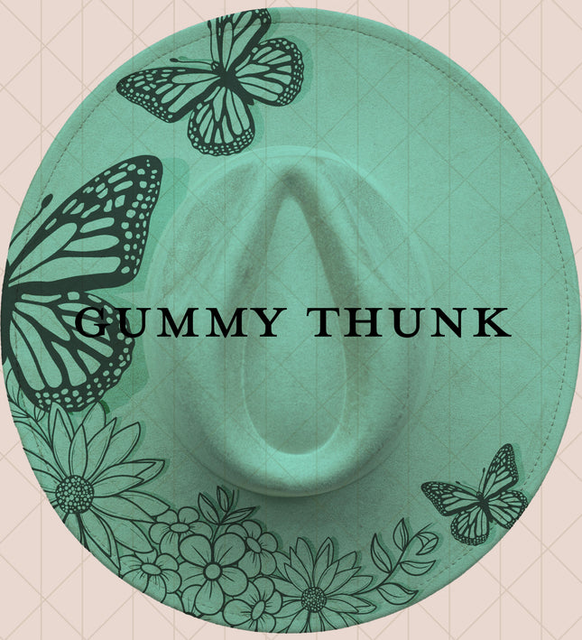 Light Mint Burned Wide Brim Vegan Suede Hat
