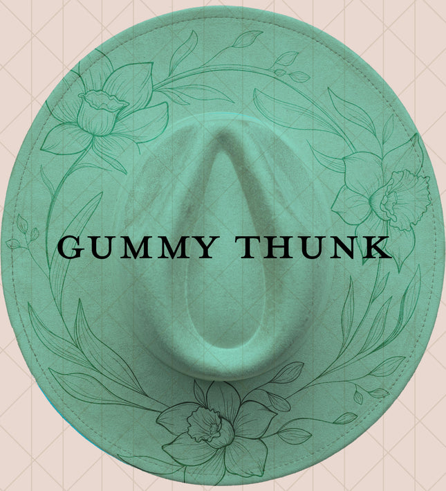 Light Mint Burned Wide Brim Vegan Suede Hat