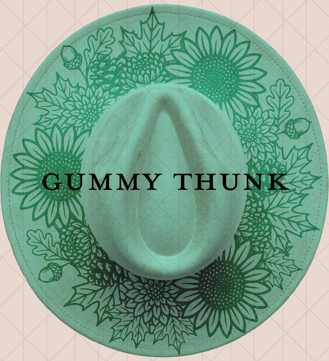 Light Mint Burned Wide Brim Vegan Suede Hat