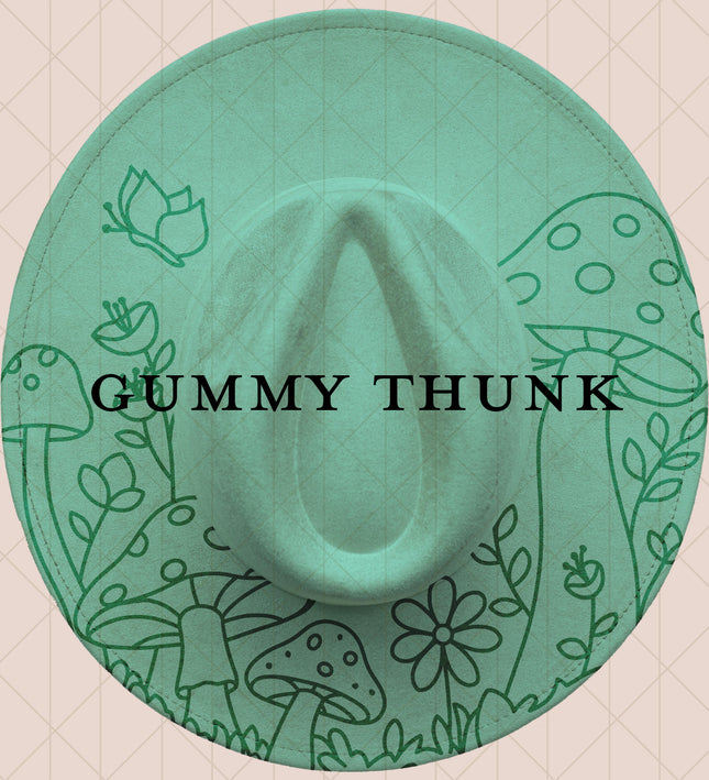 Light Mint Burned Wide Brim Vegan Suede Hat