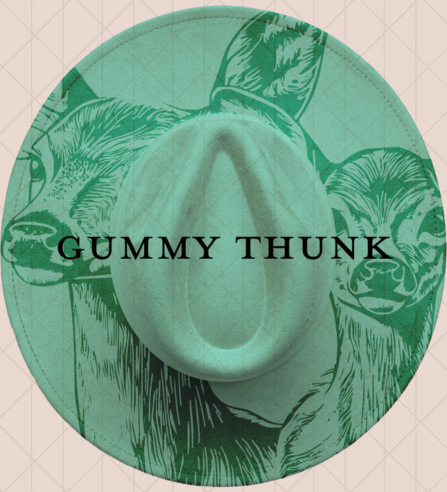 Light Mint Burned Wide Brim Vegan Suede Hat