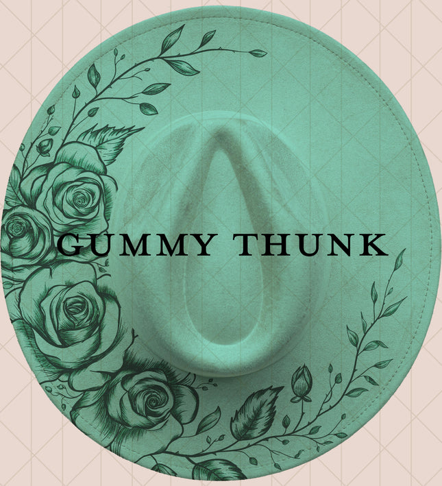 Light Mint Burned Wide Brim Vegan Suede Hat