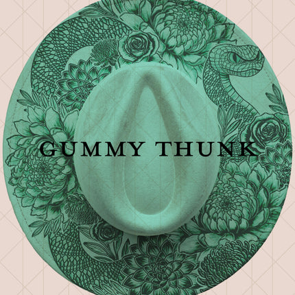 Light Mint Burned Wide Brim Vegan Suede Hat
