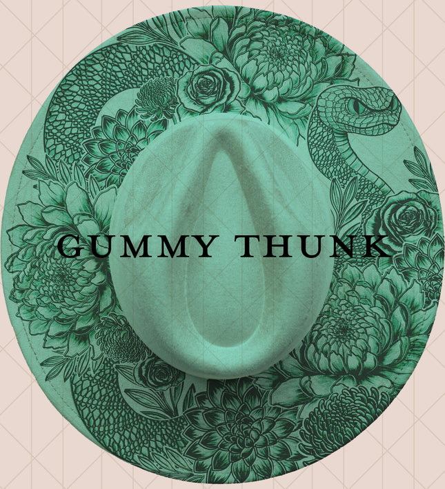 Light Mint Burned Wide Brim Vegan Suede Hat