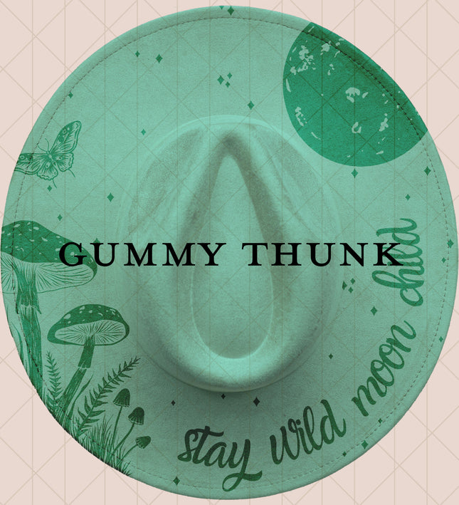 Light Mint Burned Wide Brim Vegan Suede Hat