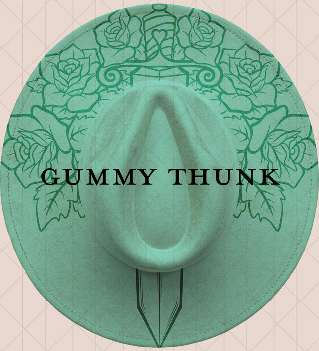 Light Mint Burned Wide Brim Vegan Suede Hat