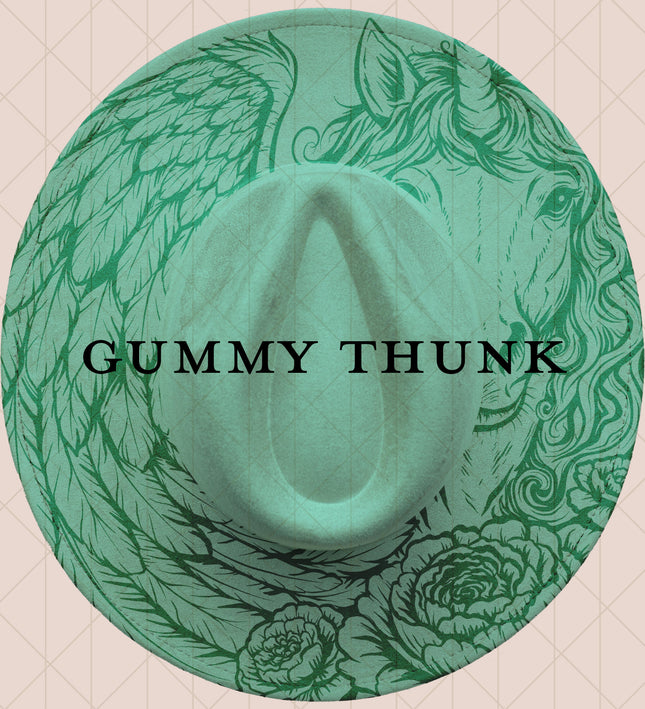 Light Mint Burned Wide Brim Vegan Suede Hat