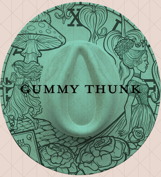 Light Mint Burned Wide Brim Vegan Suede Hat