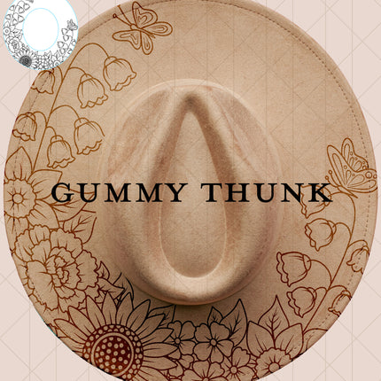 Butterfly Blossoms Digital Laser Design and Template Wide Brim Hat SVG File Only