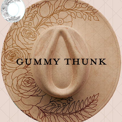 Roses in Bloom Digital Laser Design and Template Wide Brim Hat SVG File Only