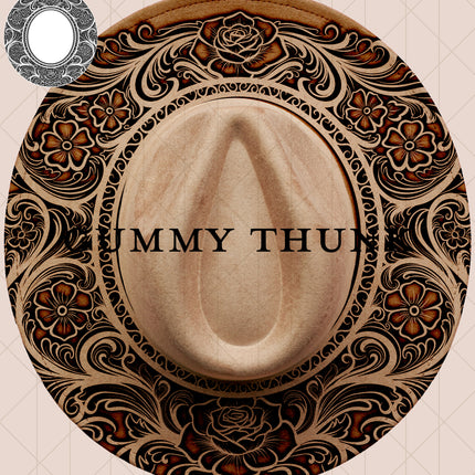 Tooled Leather Inverted Digital Laser Design and Template Wide Brim Hat SVG File Only