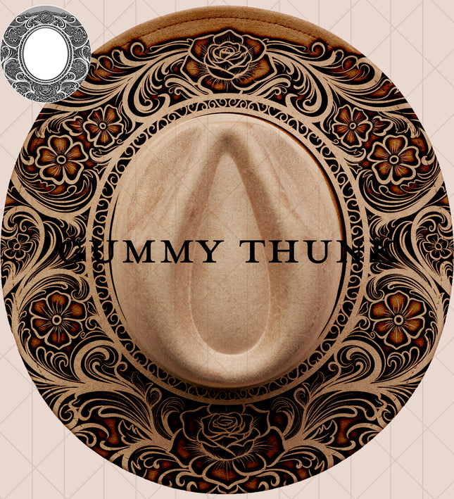 Tooled Leather Inverted Digital Laser Design and Template Wide Brim Hat SVG File Only
